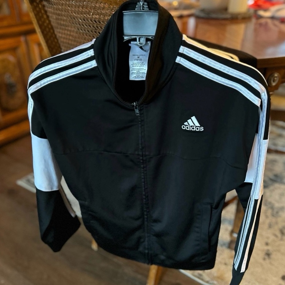 Boys Adidas Black and White Athletic  Jacket/ Pants Set - Picture 2 of 10